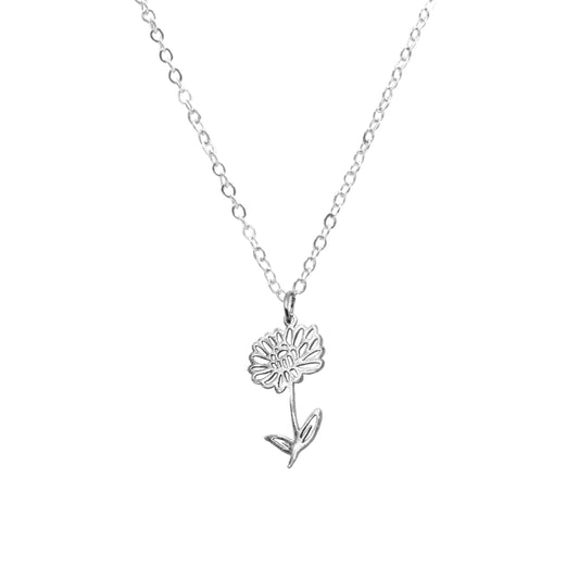Birth Flower Collection - Silver Chrysanthemum Necklace (November)