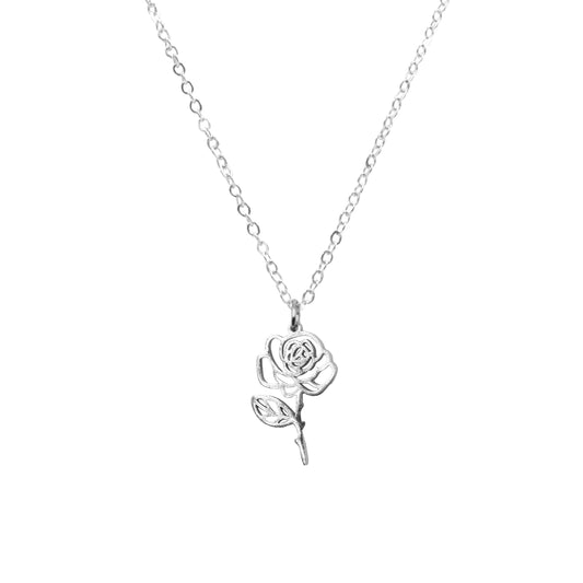 Birth Flower Collection - Silver Rose Necklace (June)