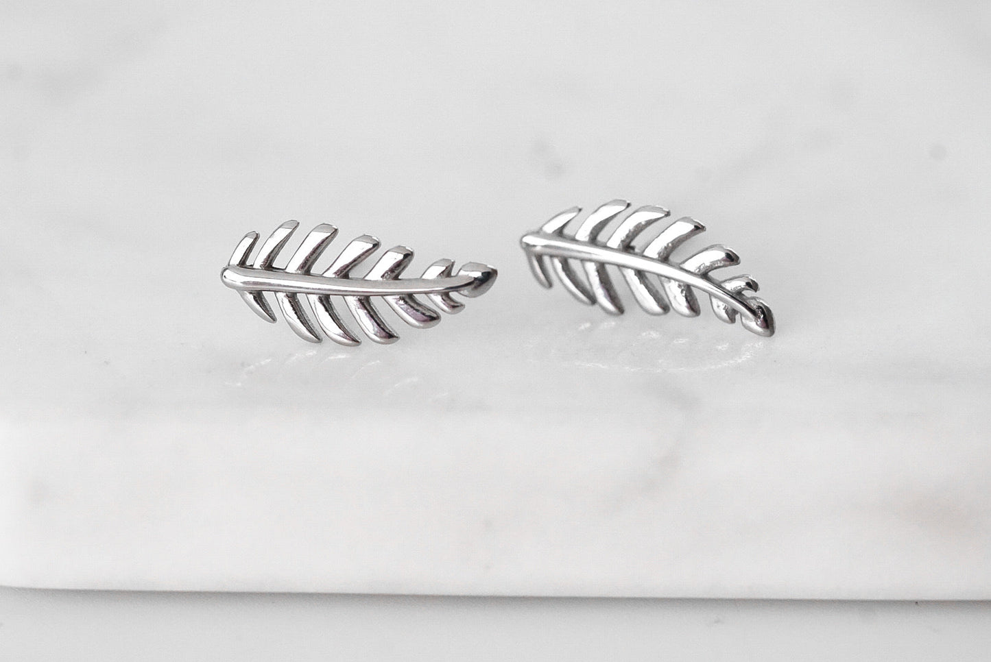 Goddess Collection - Silver Dainty Laurel Leaf Stud Earrings