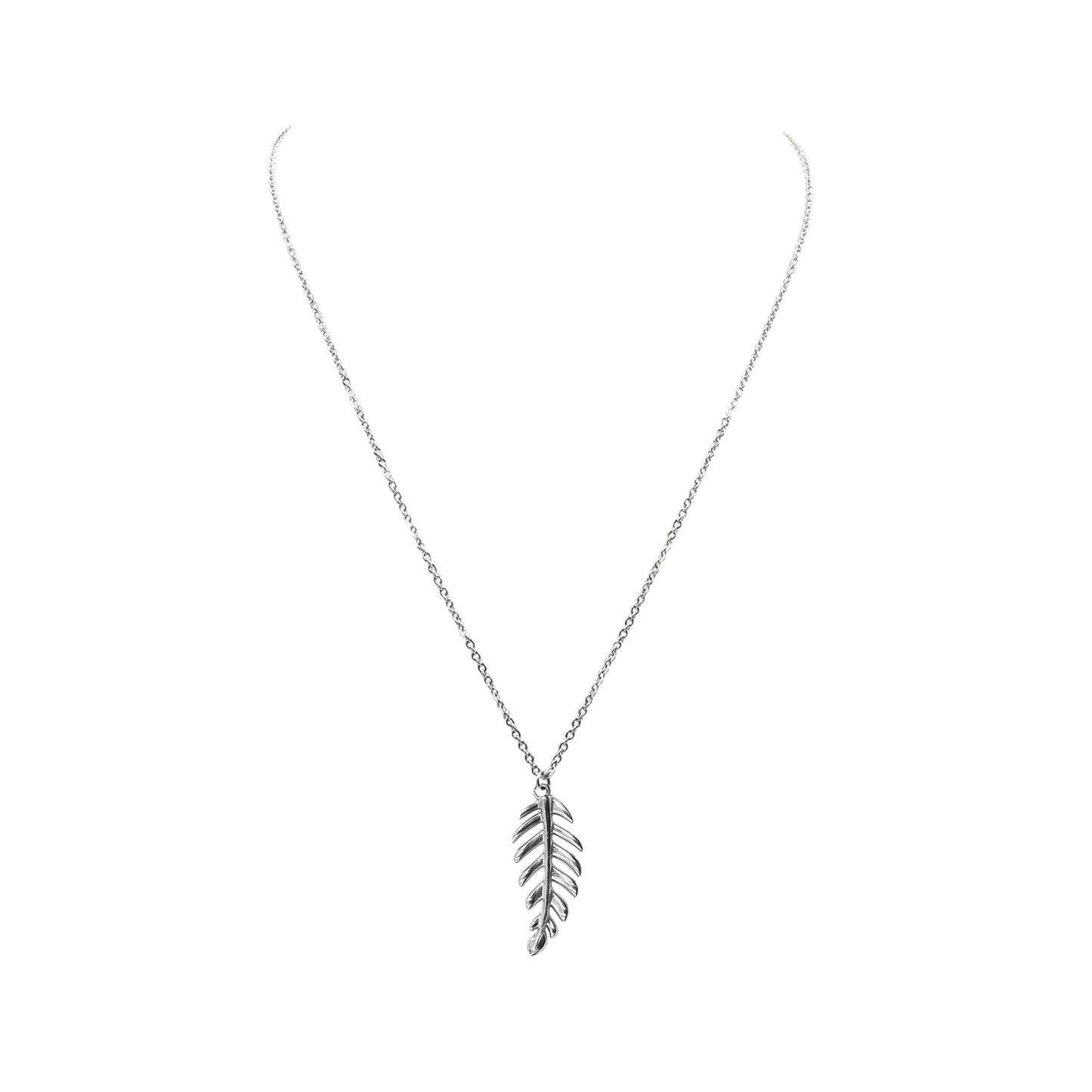 Goddess Collection - Silver Laurel Leaf Drop Necklace