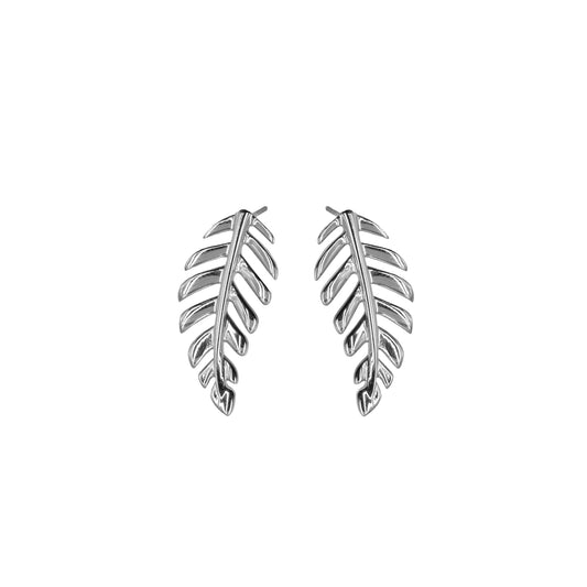 Goddess Collection - Silver Laurel Leaf Stud Earrings