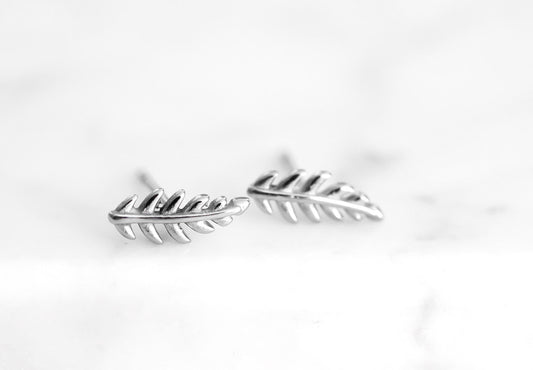 Goddess Collection - Silver Petite Laurel Leaf Stud Earrings