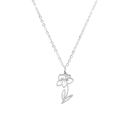 Birth Flower Collection - Silver Daffodil Necklace (March)