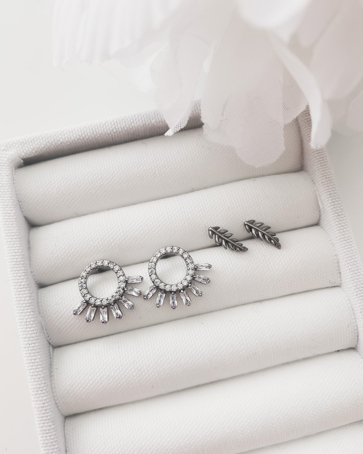 Goddess Collection - Silver Petite Laurel Leaf Stud Earrings