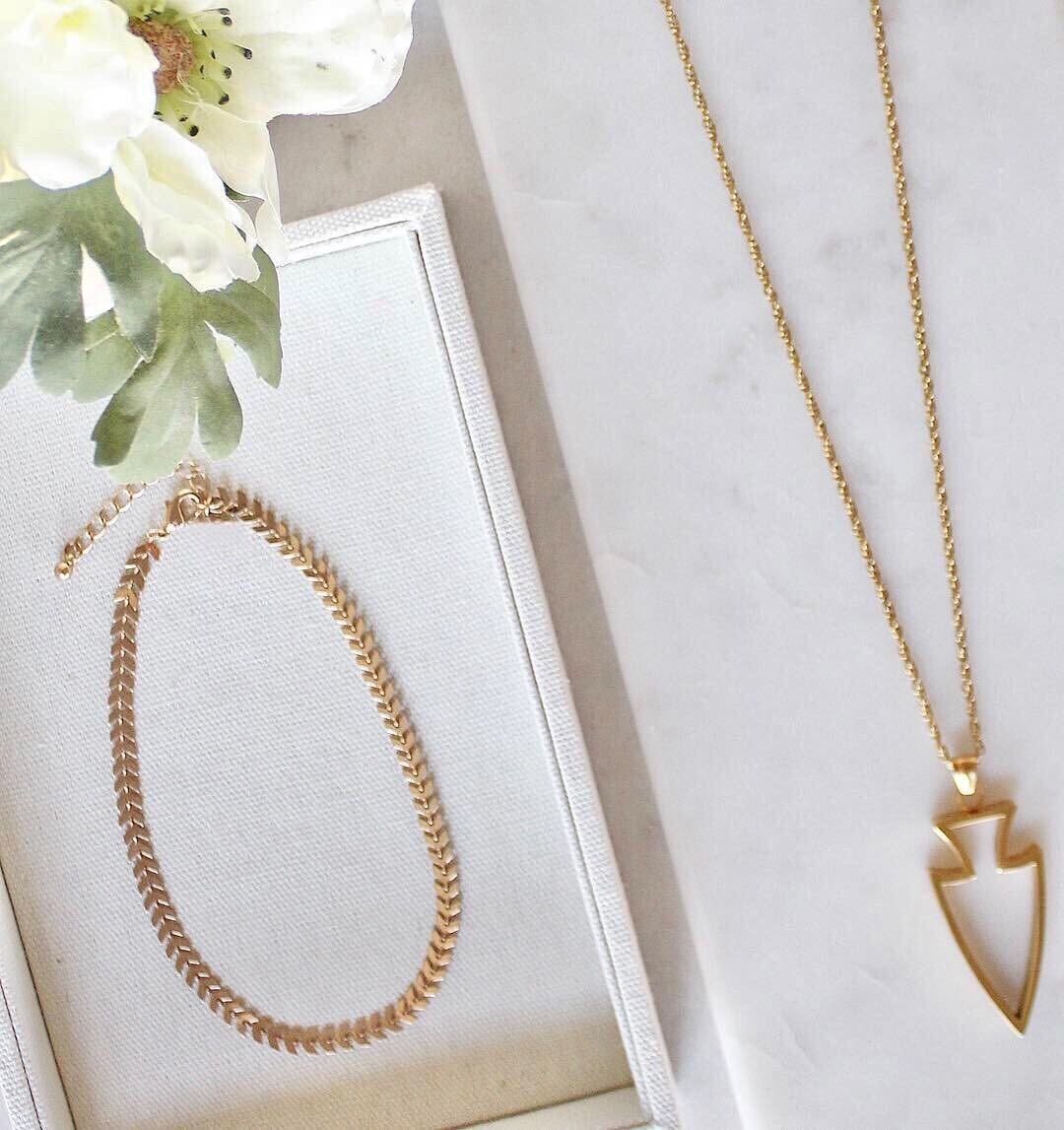 Jasper Collection - Gold Arrowhead Necklace