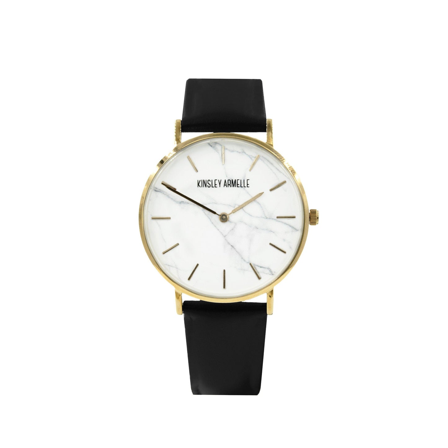 Tempus Collection - Gold Marble Black Leather Watch
