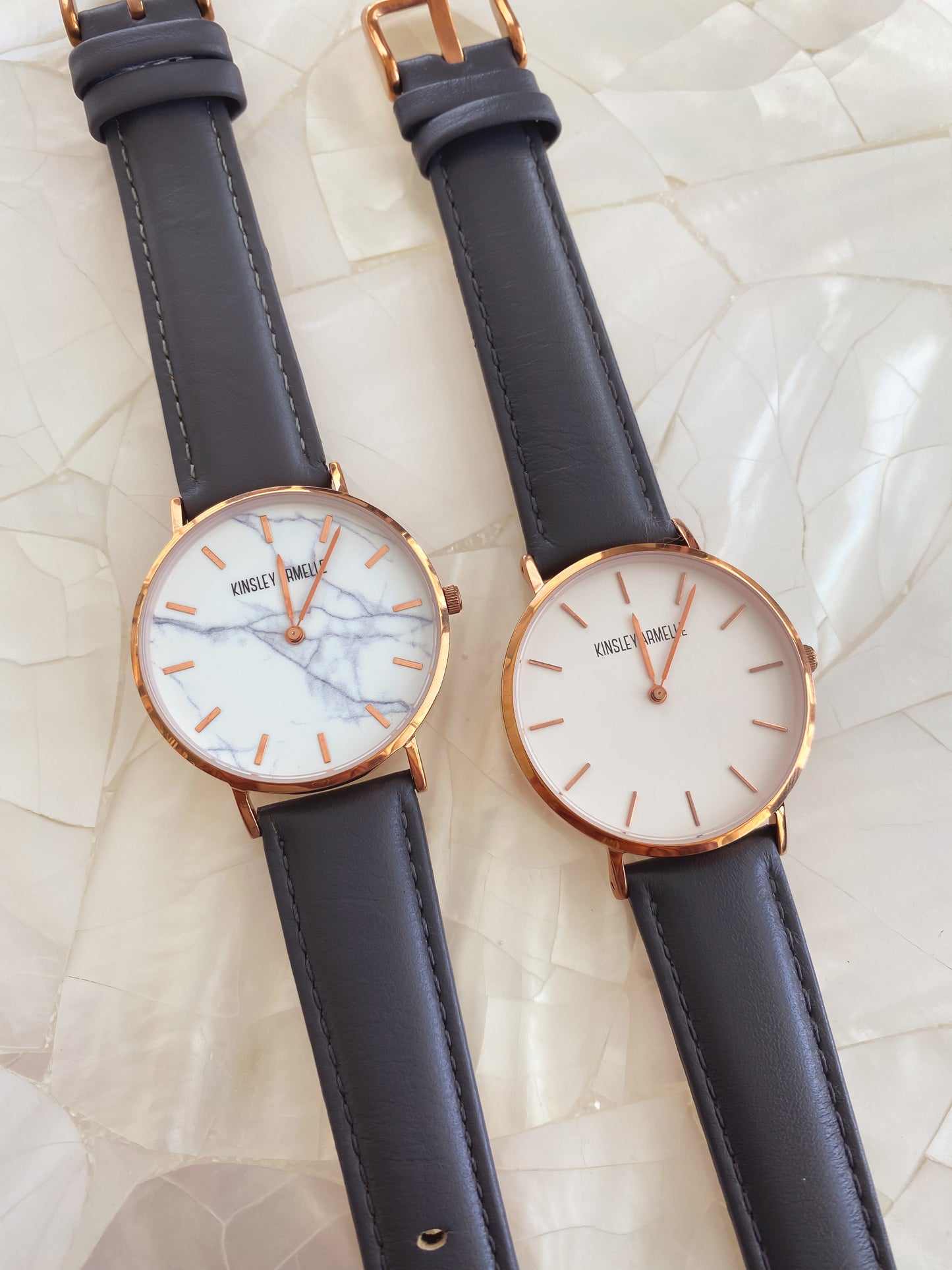 Tempus Collection - Rose Gold Ashen Gray Leather Watch