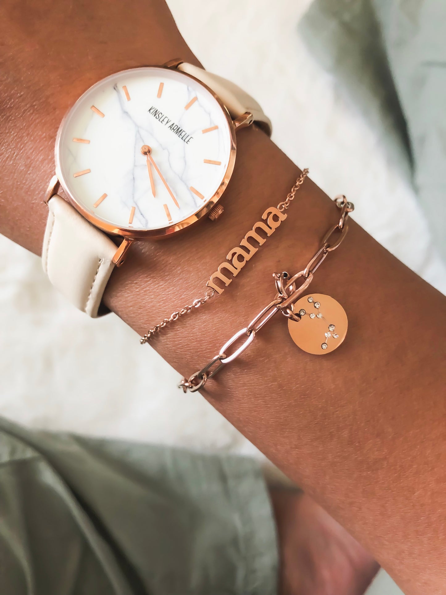 Tempus Collection - Rose Gold Marble Tan Leather Watch