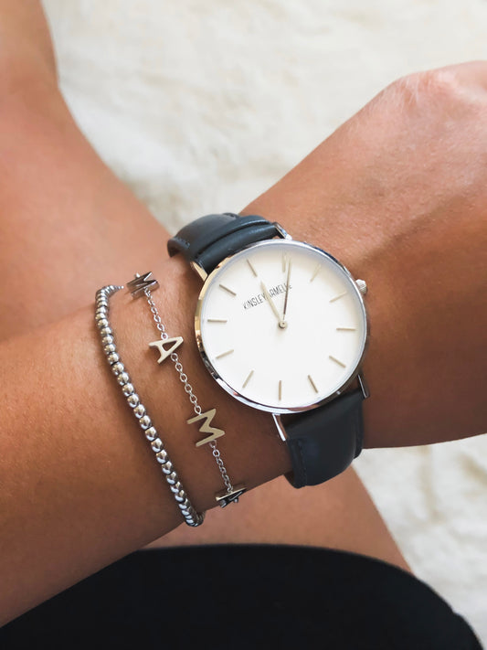 Tempus Collection - Silver Ashen Gray Leather Watch